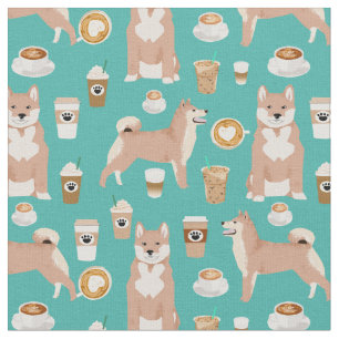 Shiba inu Hund Kaffee türkis Stoff