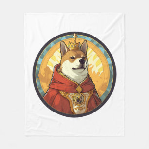 Shiba Inu Hund König Fleecedecke