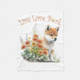 Shiba Inu Hund Mama Floral Fleecedecke