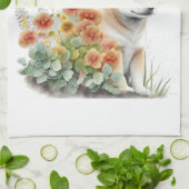 Shiba Inu Hund Mama Floral Geschirrtuch (Gefaltet)