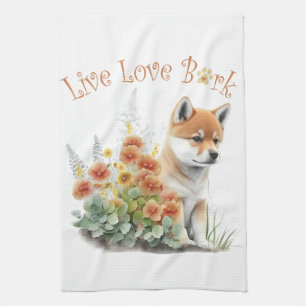 Shiba Inu Hund Mama Floral Geschirrtuch