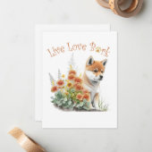 Shiba Inu Hund Mama Floral Mitteilungskarte (Vorderseite/Rückseite Beispiel)