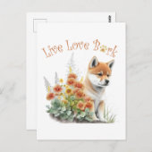Shiba Inu Hund Mama Floral Postkarte (Vorne/Hinten)