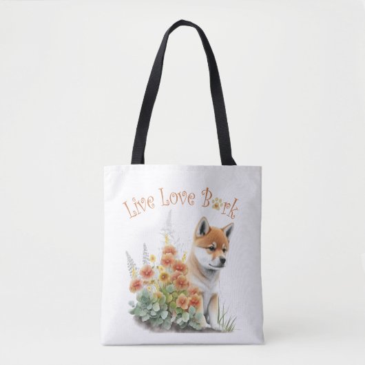 Shiba Inu Hund Mama Floral Tasche (Vorderseite)