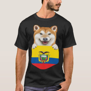 Shiba-Inu-Hund mit ecuadorianischer Flagge in der T-Shirt