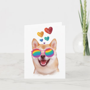 Shiba Inu Hund mit Herzen Valentinstag Karte