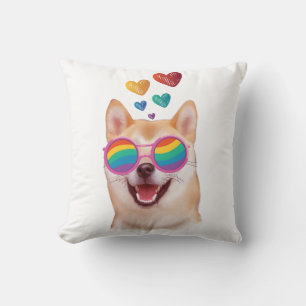 Shiba Inu Hund mit Herzen Valentinstag  Kissen
