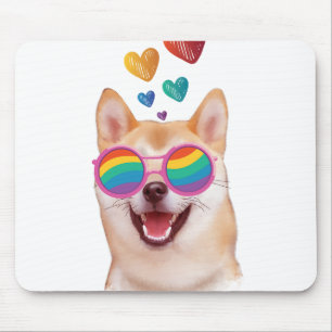 Shiba Inu Hund mit Herzen Valentinstag Mousepad