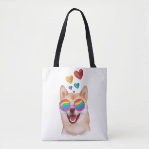 Shiba Inu Hund mit Herzen Valentinstag Tasche