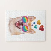 Shiba Inu Hund mit HerzValentinstag Puzzle (Horizontal)