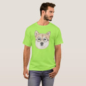 Shiba Inu Hund mit übergroßen runden Gläsern T-Shirt (Vorne ganz)