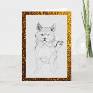 Shiba Inu Hund Portrait Haustier-Tusche-Malerei Ka Karte