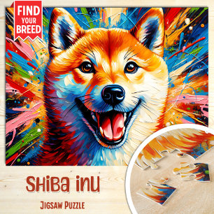 Shiba Inu Hund Porträt Acryl Kunst Druck Geschenk Puzzle