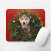 Shiba Inu Hund sitzend im Weihnachtskranz Mousepad (Mit Mouse)
