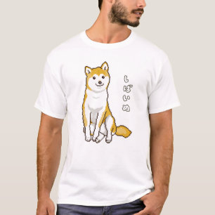 Shiba Inu Hund sitzend mit Kopf Tilted pixart T-Shirt