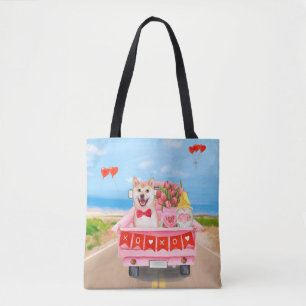 Shiba Inu Hund Valentinstag LKW Herzen Tasche