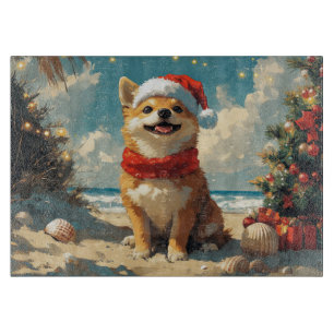 Shiba Inu Hund Weihnachten Vintage Strand Schneidebrett
