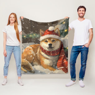 Shiba Inu Hund Weihnachtsfest Fleecedecke