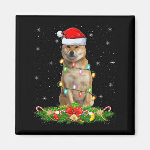 Shiba Inu Hund Weihnachtslichter Lustige Santa Hut Magnet