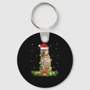 Shiba Inu Hund Weihnachtslichter Lustiger Santa Hu Schlüsselanhänger