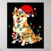 Shiba Inu Hund Weihnachtslichter Santa Xmas Hausti Poster (Vorne)
