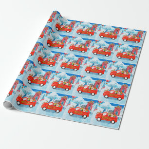 Shiba Inu Hund Weihnachtslieferwagen Schnee Geschenkpapier