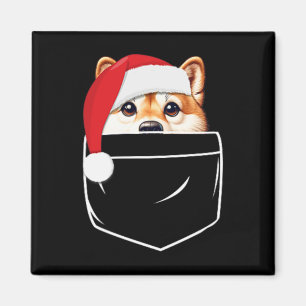 Shiba Inu Hund Weihnachtsmannmütze Weihnachtspocke Magnet