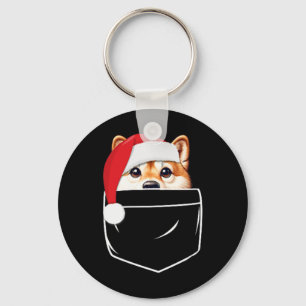 Shiba Inu Hund Weihnachtsmannmütze Weihnachtspocke Schlüsselanhänger