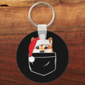 Shiba Inu Hund Weihnachtsmannmütze Weihnachtspocke Schlüsselanhänger (Vorderseite)