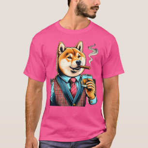 Shiba Inu Hund Zigarre und Whiskey T-Shirt