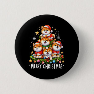 Shiba Inu Hunde frohe Weihnachten Weihnachten Weih Button