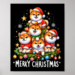 Shiba Inu Hunde frohe Weihnachten Weihnachten Weih Poster