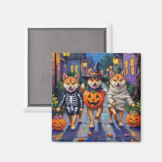 Shiba Inu Hunde in Halloween-Kostümen Magnet (Vorderseite/Rückseite)