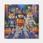 Shiba Inu Hunde in Halloween-Kostümen Magnet (Vorne)