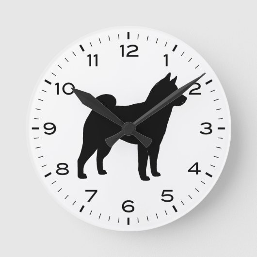 Shiba Inu Hunde Silhouette Runde Wanduhr (Vorderseite)