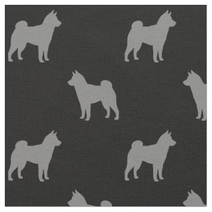 Shiba Inu Hunde Silhouetten Grau und Schwarz Gemus Stoff