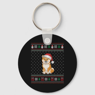 Shiba Inu Hunde tragen Weihnachtsmannmütze Ugly Xm Schlüsselanhänger