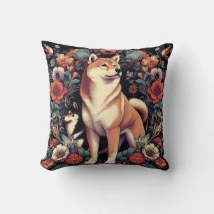 Shiba Inu Hundekissen inspiriert von William Morri Kissen