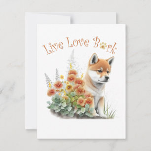 Shiba Inu Hundemama Blumenmuster Mitteilungskarte