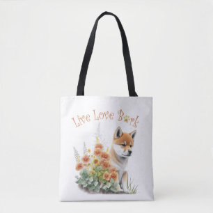 Shiba Inu Hundemama Blumenmuster Tasche