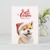Shiba inu Hundeschlitten Feiertagskarte (Stehend Vorderseite)