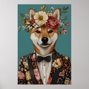 Shiba Inu im Anzug Poster, Shiba Inu Portrait Poster