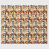 Shiba Inu im Herbst hinterlässt Erntedank Kunst Geschenkpapier (Flach)