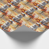 Shiba Inu im Herbst hinterlässt Erntedank Kunst Geschenkpapier (Ecke)
