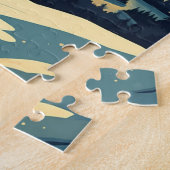 Shiba Inu im schneebedeckten Gebirge bei Sonnenunt Puzzle (Seite)