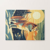 Shiba Inu im schneebedeckten Gebirge bei Sonnenunt Puzzle (Horizontal)