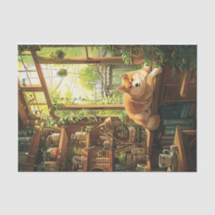 Shiba Inu im Teestuben-Dekor Seidenpapier
