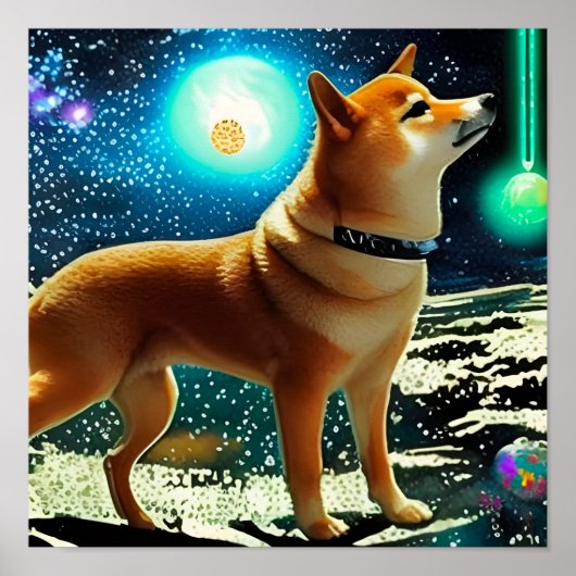 Shiba Inu im Weltraum Poster (Vorne)
