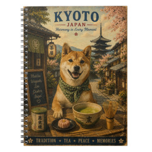 Shiba Inu in Kyoto Vintage Reise Kunst Notizblock