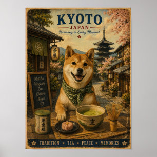 Shiba Inu in Kyoto Vintage Reiseposter Poster